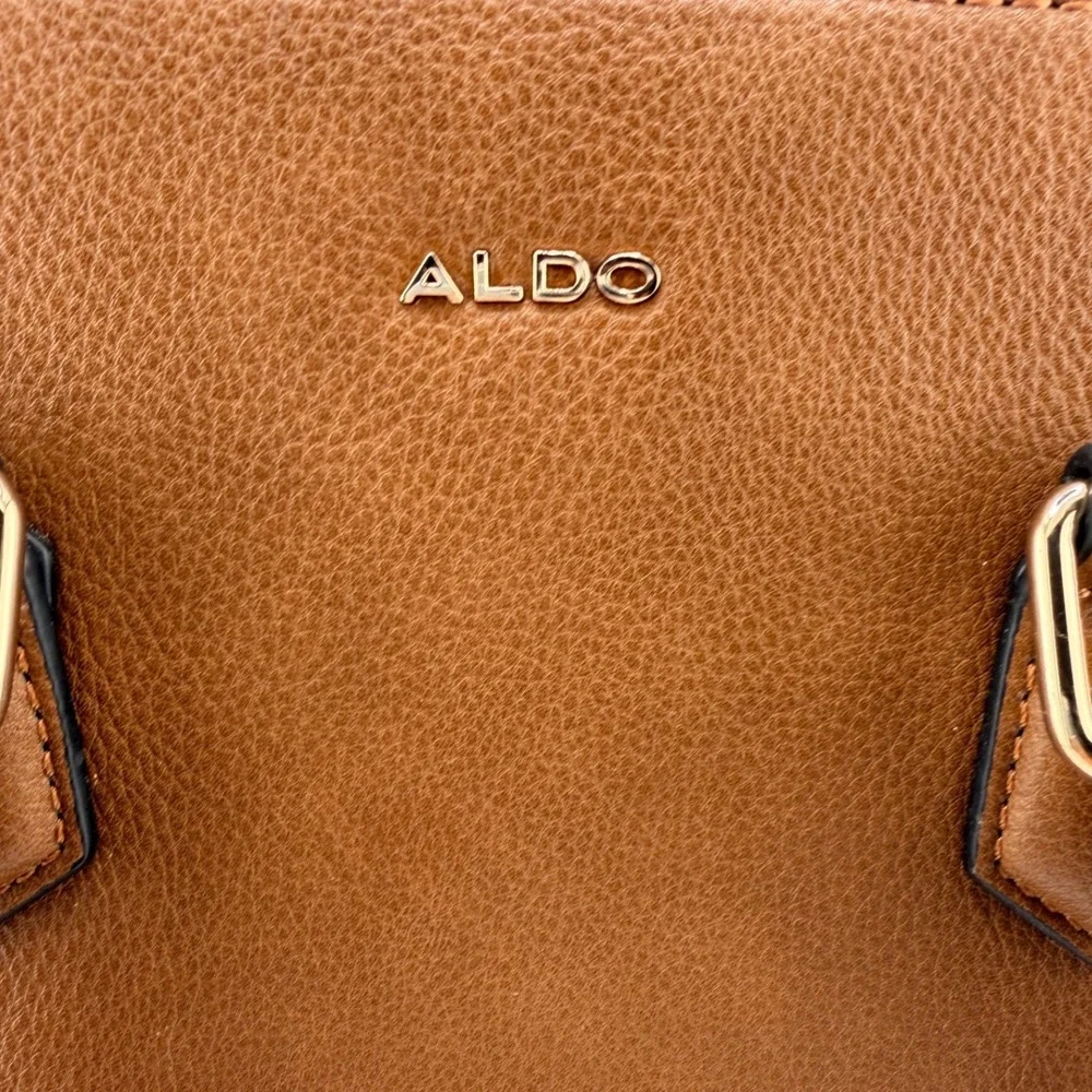 ALDO‎ Brown Faux Leather Satchel Crossbody Bag OS Retro Workwear Professional